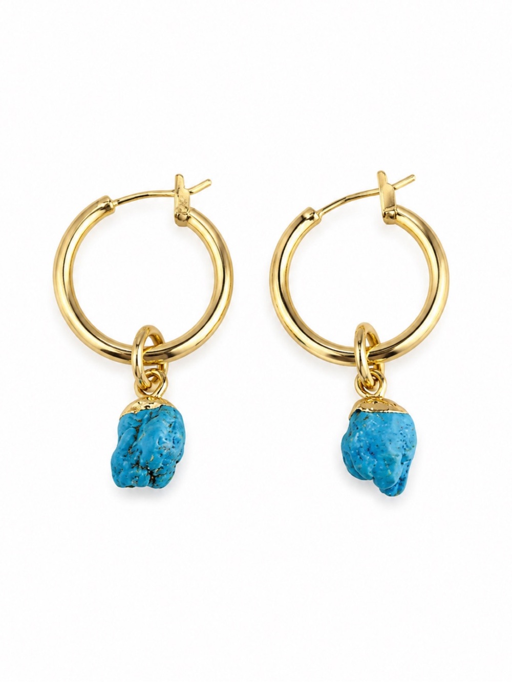 Turquoise Hoop Charm Earrings